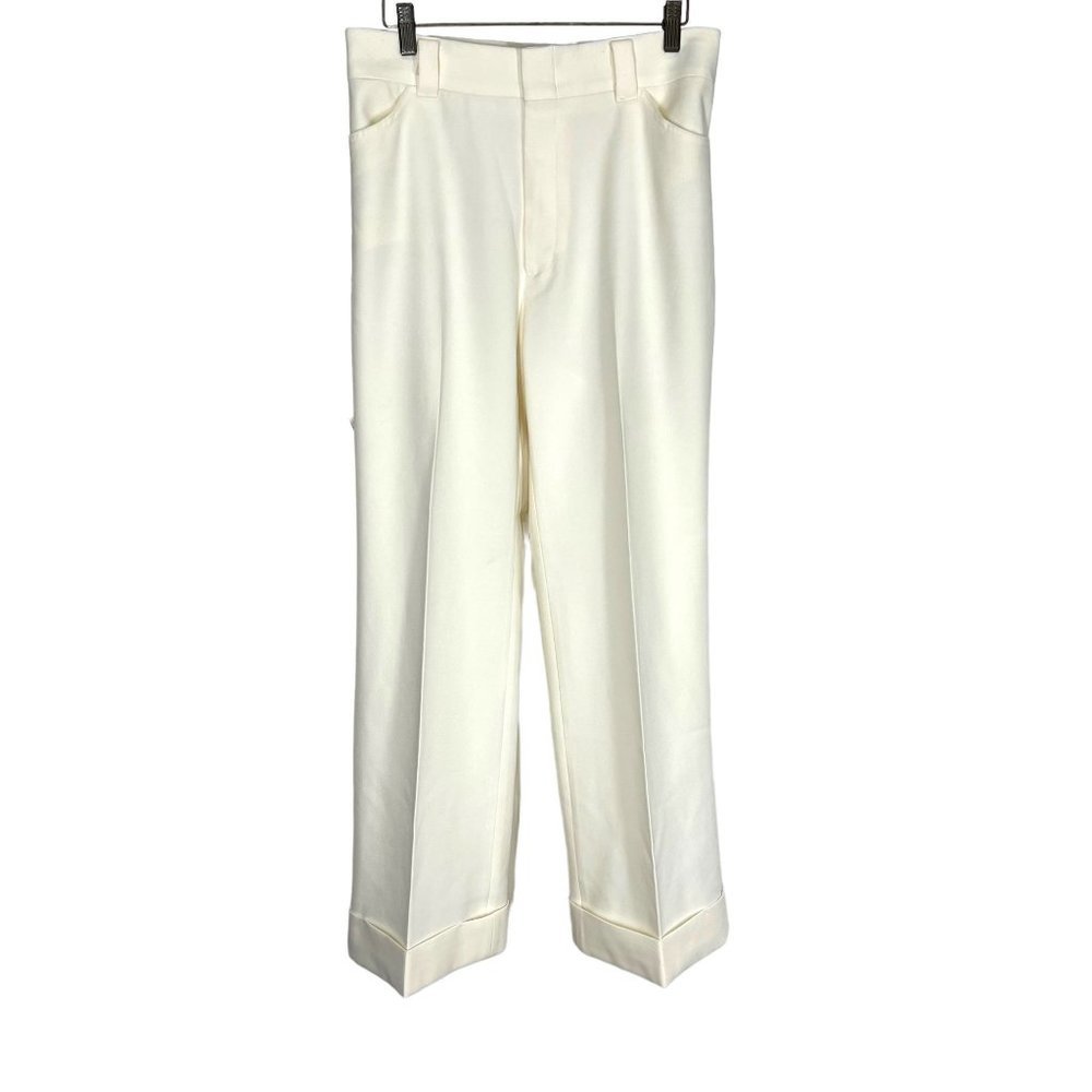Vintage 70s Levis for Gals Off White Polyester High Rise Wide Leg Pants Size 12
